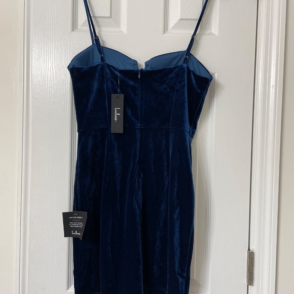 Royal blue velvet lulus dress size medium - Picture 3 of 5